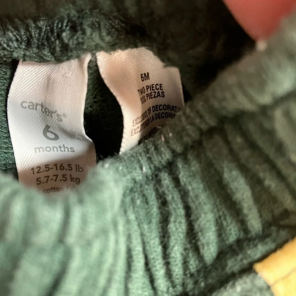 Carter's Green Sweatpants & Hoodie Set with Yellow Accents